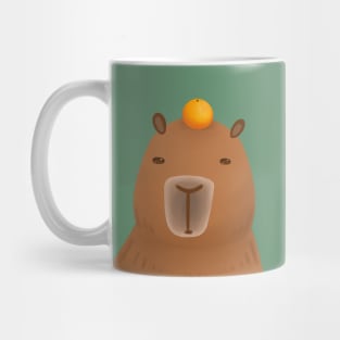 Sitting Capybara with an Orange Hat Mug